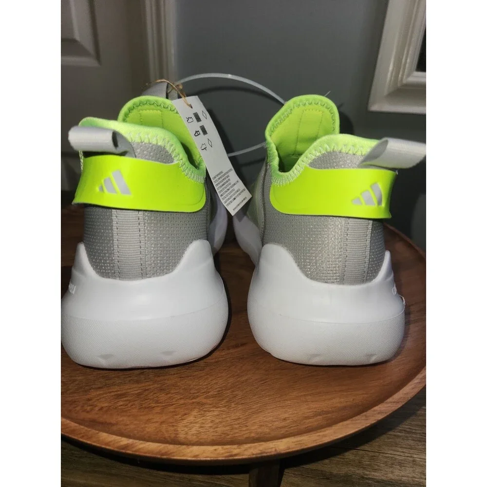 New! Adidas Tensaur Comfort Kids Shoes Grey w/lime green accents US Sz 7 - Picture 9 of 12